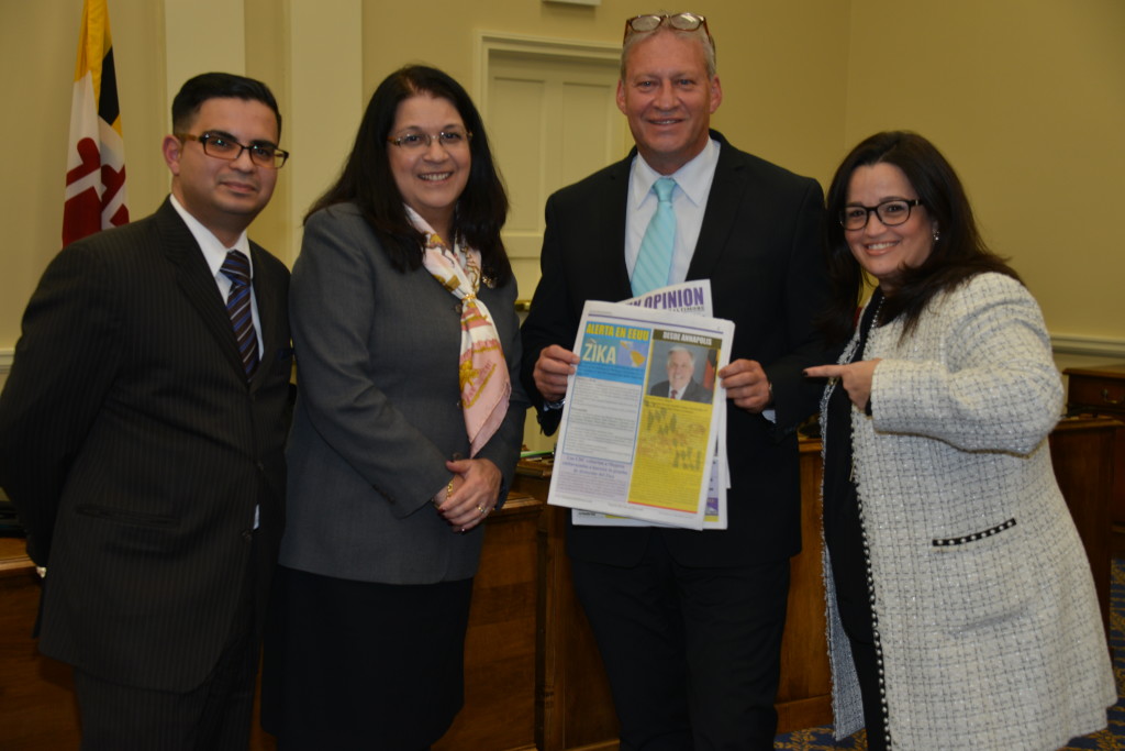 Christian Licier, Carol Ramirez, Erick Oribio y Angelette Aviles comparten la columna quincenal del Gobernador de Maryland Larry Hogan en Latin Opinion Baltimore News. 