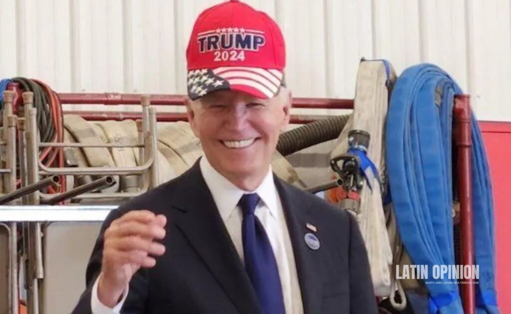 Biden se pone gorra de Trump 2024